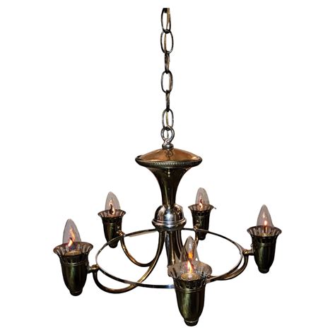 Brass And Ceramic Five Light Chandelier By Lenox For Sale At 1stdibs