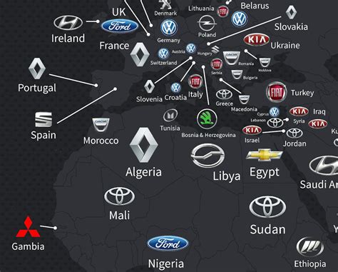 This Map Shows The Most Popular Car Brand In Every Country Inverse