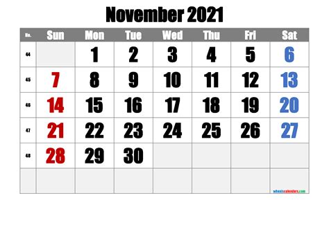 20 November 2021 Calendar Free Download Printable Calendar Templates ️