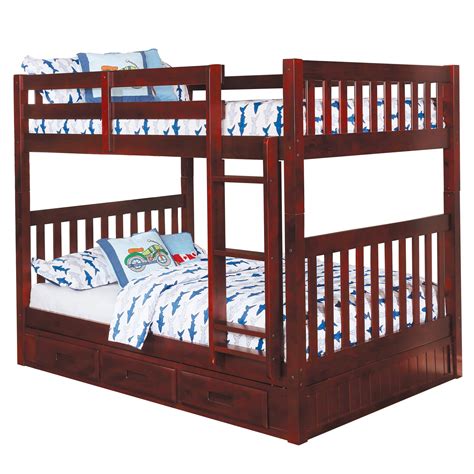 Discovery World Furniture Low Merlot Full Over Full Mission Bunk Bed