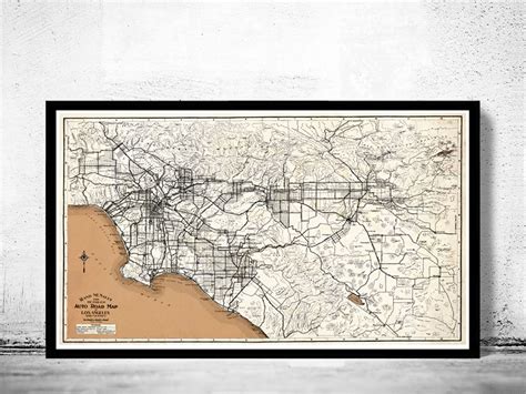 Old Map Of Los Angeles 1926 California Vintage Los Angeles Map