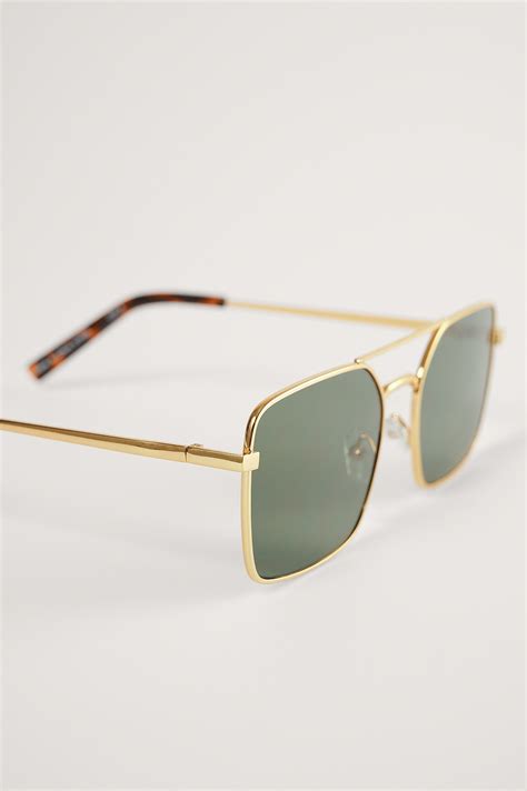Wide Wire Frame Sunglasses Green Na