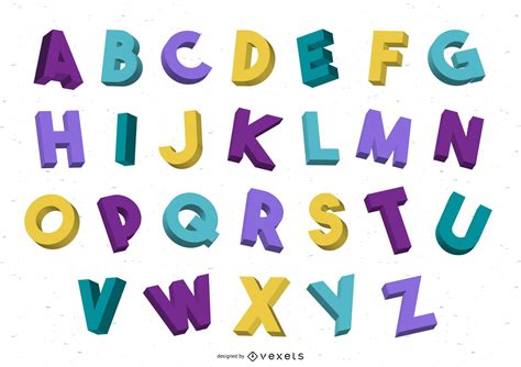 Perfect for handmade craft items, invitations, cards, banners, announcements and so on! Colorful 3d Alphabet Vector Graphic - Vector Download