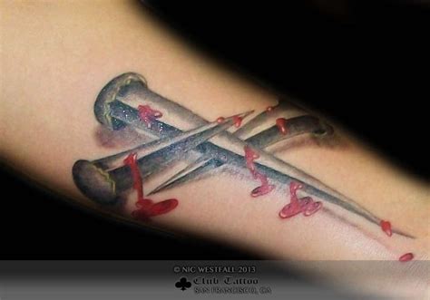 The most popular cross tattoo is the latin cross, a christian religious symbol. nicwestfall:nails-blood-cross