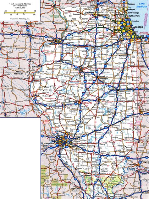 Large Detailed Roads And Highways Map Of Illinois State With Cities