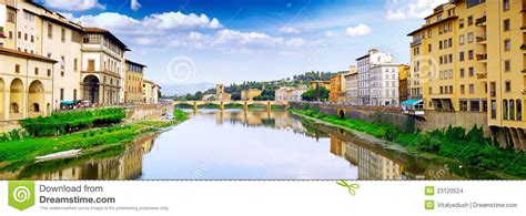 Arno River In Florencetuscany Italy Panorama Stock Photo Image Of