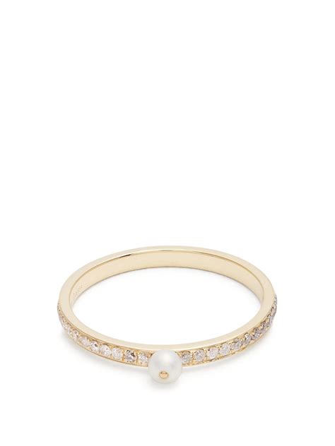 Anissa Kermiche Perle Rare Diamond Pearl Yellow Gold Ring