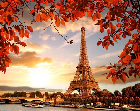 Eiffel Tower In Autumn France Paris Fall Wallpaper Hd City 4k