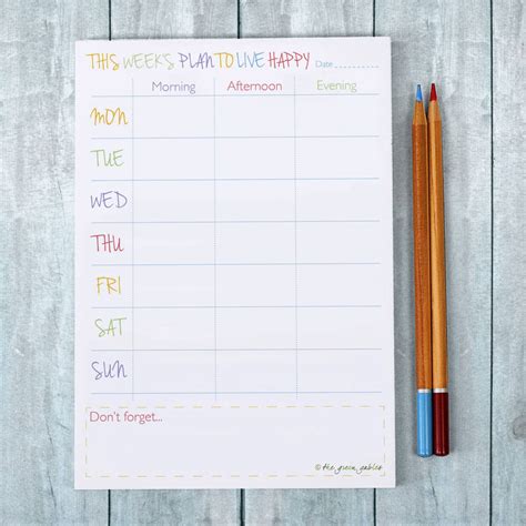 A5 Weekly Planner Note Pad By The Green Gables