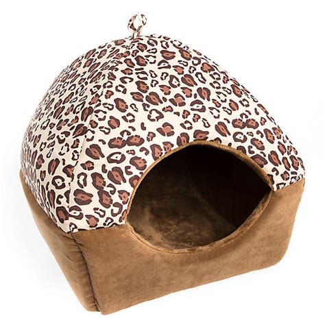 Whisker City® Leopard Cat Bed Hut Cat Covered Beds Petsmart