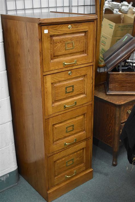 Modern Antique Style Four Drawer Oak Filing Cabinet Can Be Used For