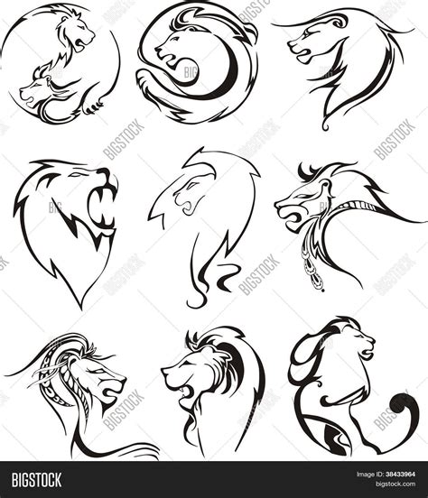 stylized lion heads vector and photo free trial bigstock