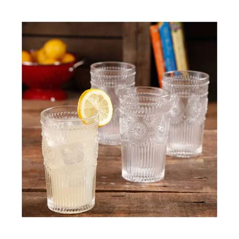 The Pioneer Woman Adeline 16 Ounce Embossed Glass Tumblers Set Of 4 Clear Walmart Com Artofit