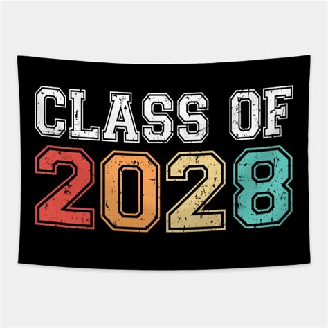 Class Of 2028 Graduation Retro Vintage Class Of 2028 Tapestry