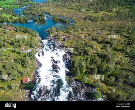 Likholefossen Waterfall In Norway Stock Photo Alamy