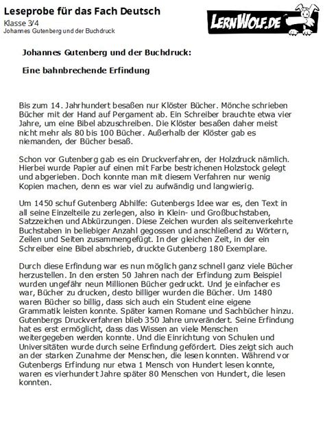 Leseprobe (sinnerfassendes lesen) für die grundschule im fach deutsch der 4. Übungen Deutsch Klasse 3 & 4 kostenlos zum Download ...