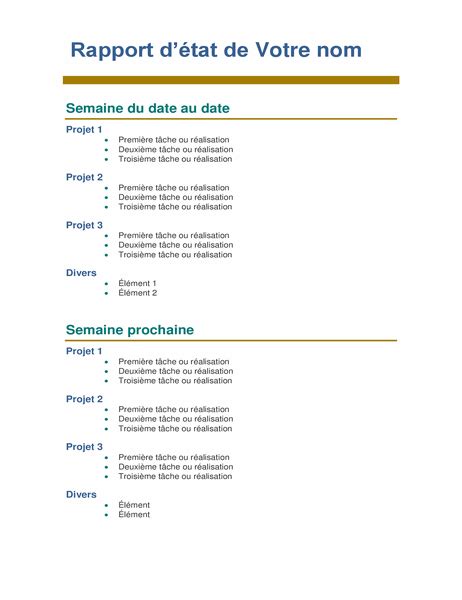 Rapport Davancement Hebdomadaire Des Employés