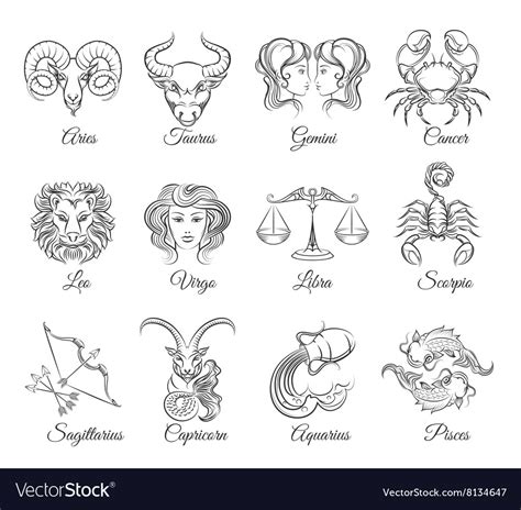 Zodiac Graphic Signs Royalty Free Vector Image