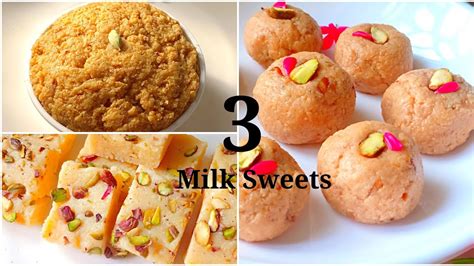 Milk Sweets For Diwali 3 Milk Sweets Recipes Paal Kova Kesar Pista
