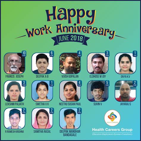 Employees Celebrating Work Anniversary In The Month Of June 2018