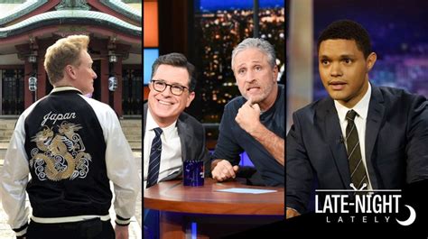 conan in japan jon stewart interviews colbert and more late night highlights watch the