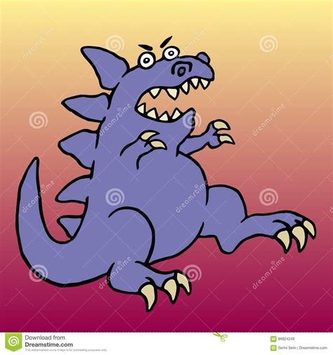 Cute Big Angry Dinosaur Vector Illustration Stock Vector