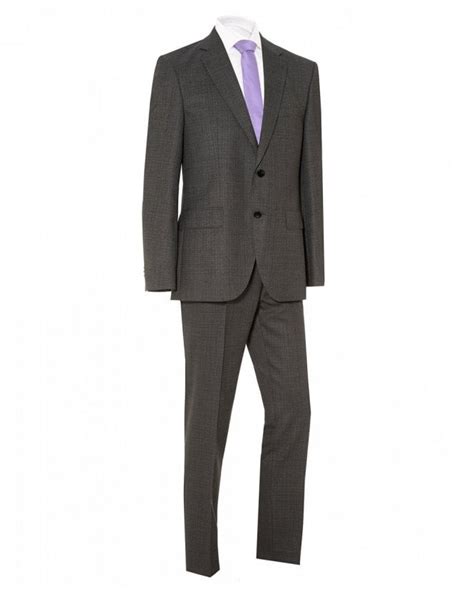 Boss Business Mens Johnston5 Lenon1 Wool Suit Grey Regular Fit Suit