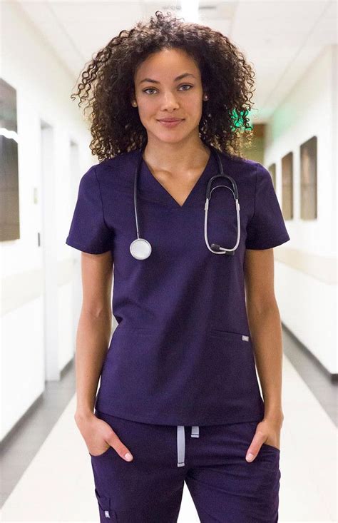 Womens Casma Three Pocket Scrub Top Purple Scrubs Outfit Nurse