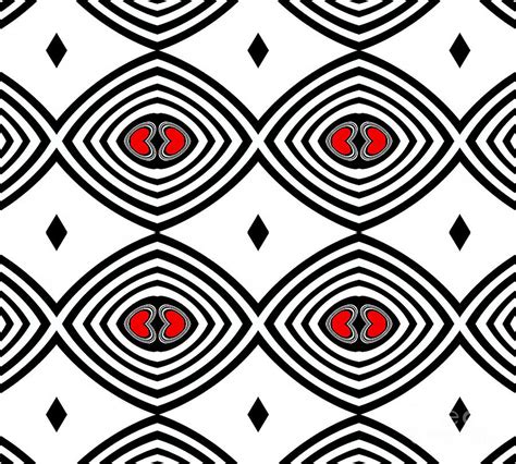 Op Art Geometry Black White Red Pattern No274 Digital Art By Drinka