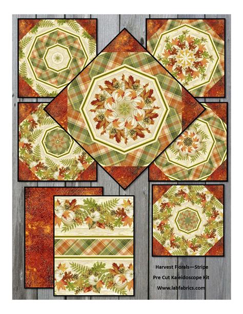 Harvest Floral Stripe Kaleidoscope Kit Pre Cut Kaleidoscope Quilting