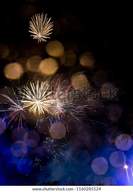 Light Yellow Blue Firework Amazing Fireworks Stock Photo 1160285524