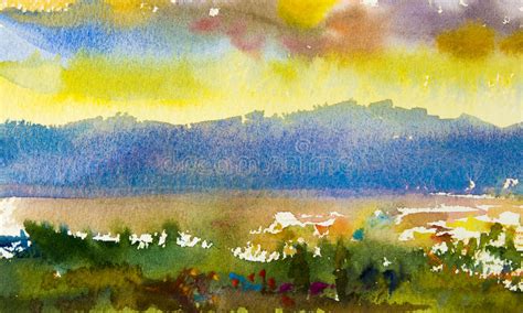Abstract Watercolor Painting Original Landscape Colorful