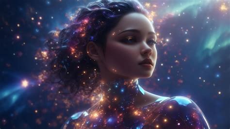Premium Ai Image A Transparent Woman Made Of Star Clusters