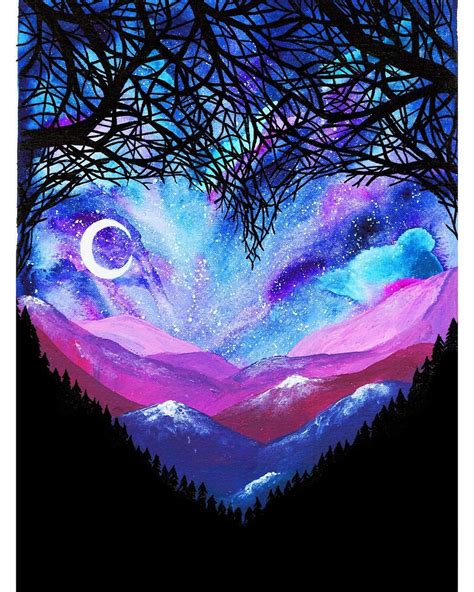 Danielle Foye Art Galaxy Watercolor Silhouette Painting Galaxy Art