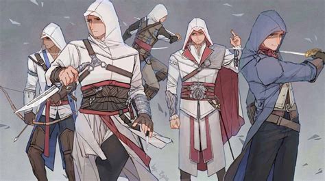 Altaïr Ezio Connor Edward And Arno Assassins Creed Anime Assassins