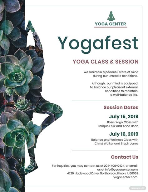 yoga class flyer template free psd