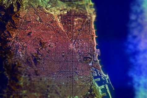 Barcelona Seen From Space With Tilt Shift Hd Wallpaper