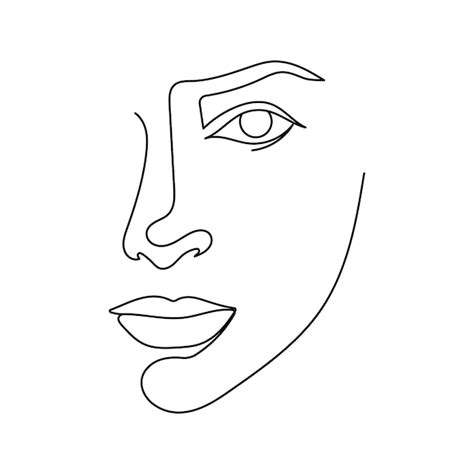 Desenho de linha contínuo do rosto da mulher retrato de mulher mínimo