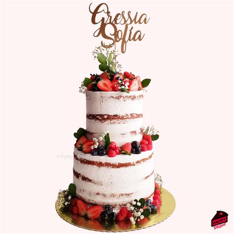 Naked Cake Rústico Con frutos Rojos y Flores HAPPY DESSERT