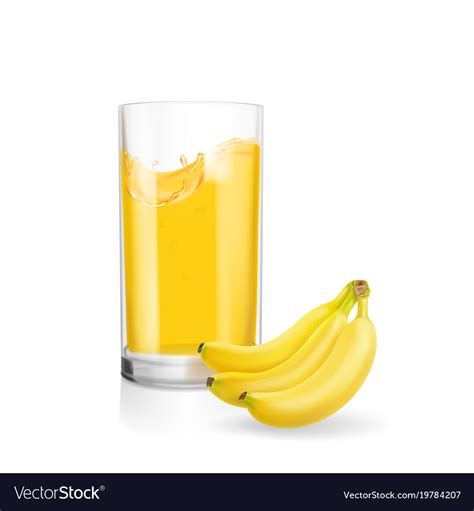 Banana Smoothie Or Juice Glass Realistic Vector Image