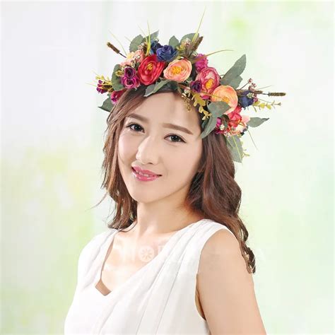 Rose Flower Wreath Crown Headband Bridal Garland For Wedding Festivals