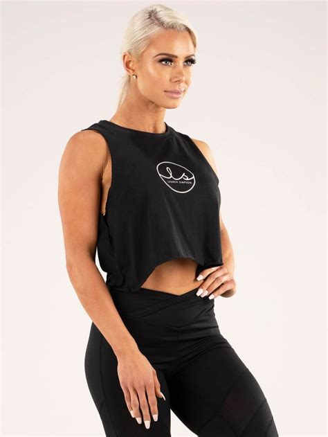 Lauren Simpson Cropped Tank Black Gym Clothes Women Tops Crop Top