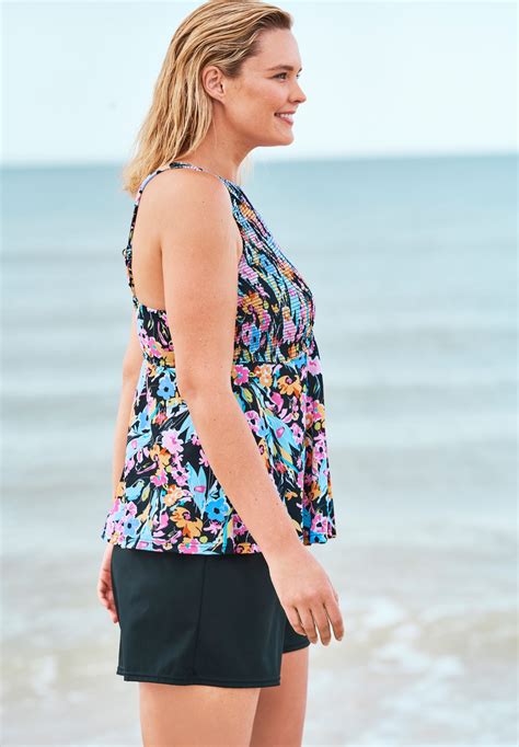 Smocked High Neck Tankini Top By Fit 4 U® Fullbeauty Outlet