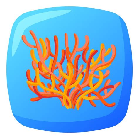 Bright Orange Coral Reef On Blue Background Underwater Sea Life