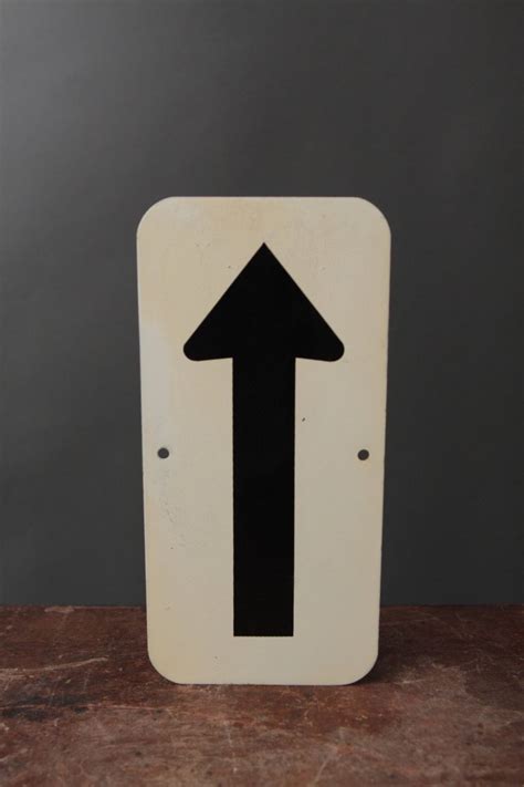 Vintage Metal Directional Arrow Sign With Mounting Holes White And