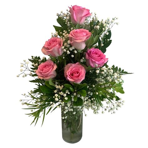 Simply Pink Half Dozen Rose Vase Strack And Van Til