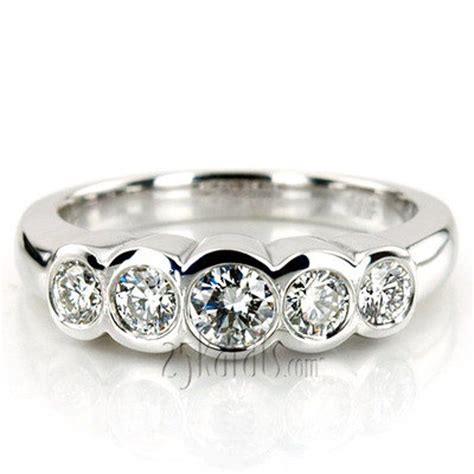 Bezel Set Five Stone Diamond Wedding Band Anniversary Ring Etsy In 2020 Diamond Wedding