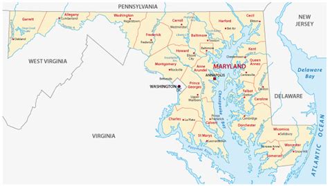 Map Of Maryland Guide Of The World