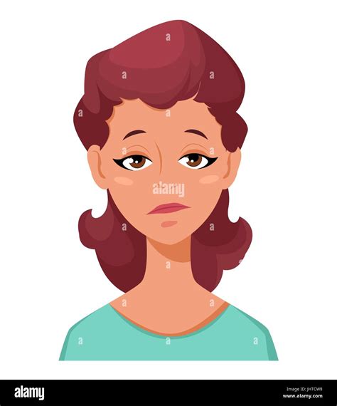 Face Expression Of A Woman Tired Female Emotions Attractive Cartoon