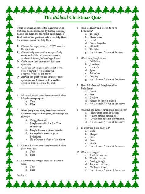 The Biblical Christmas Quiz Biblical Magi Saint Joseph Free 30